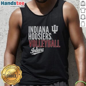 Alt Text: Nice Indiana Huskers Volleyball NCAA text logo overlay tank top showcasing team spirit and stylish sportswear.