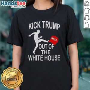 Womens tee featuring a red 'Make America Great Again' hat design, symbolizing support for Trump at the White House.