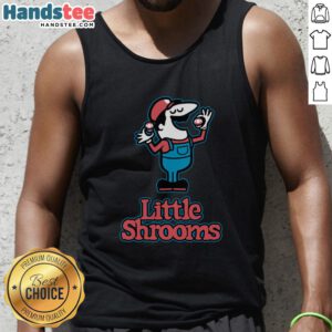 Alt Text: Cute 'Nice Little Mushrooms' game food tank top featuring colorful mushroom graphics on a stylish design.