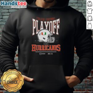 Nice Miami Hurricanes 2025-2026 College Football Playoff Bound helmet hoodie for fans and supporters.