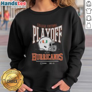 Miami Hurricanes College Football Playoff 2025-26 sweatshirt featuring team colors and logo for fans and supporters.