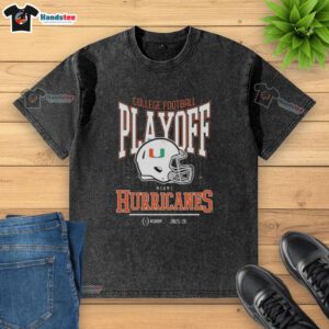 Nice Miami Hurricanes College Football Playoff 2025-26 washed t-shirt showcasing team pride and vibrant colors.