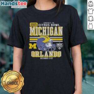 2025 Citrus Bowl ladies tee featuring Nice Michigan Wolverines design, perfect for fans in Orlando.
