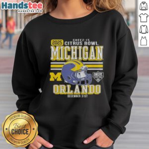 2025 Citrus Bowl Michigan Wolverines sweatshirt in Orlando, featuring vibrant team colors and logo.