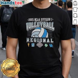 2025 NCAA Division I Women's Volleyball Regionals T-Shirt featuring Arizona State, Creighton Bluejays, Cal Poly, Kentucky.