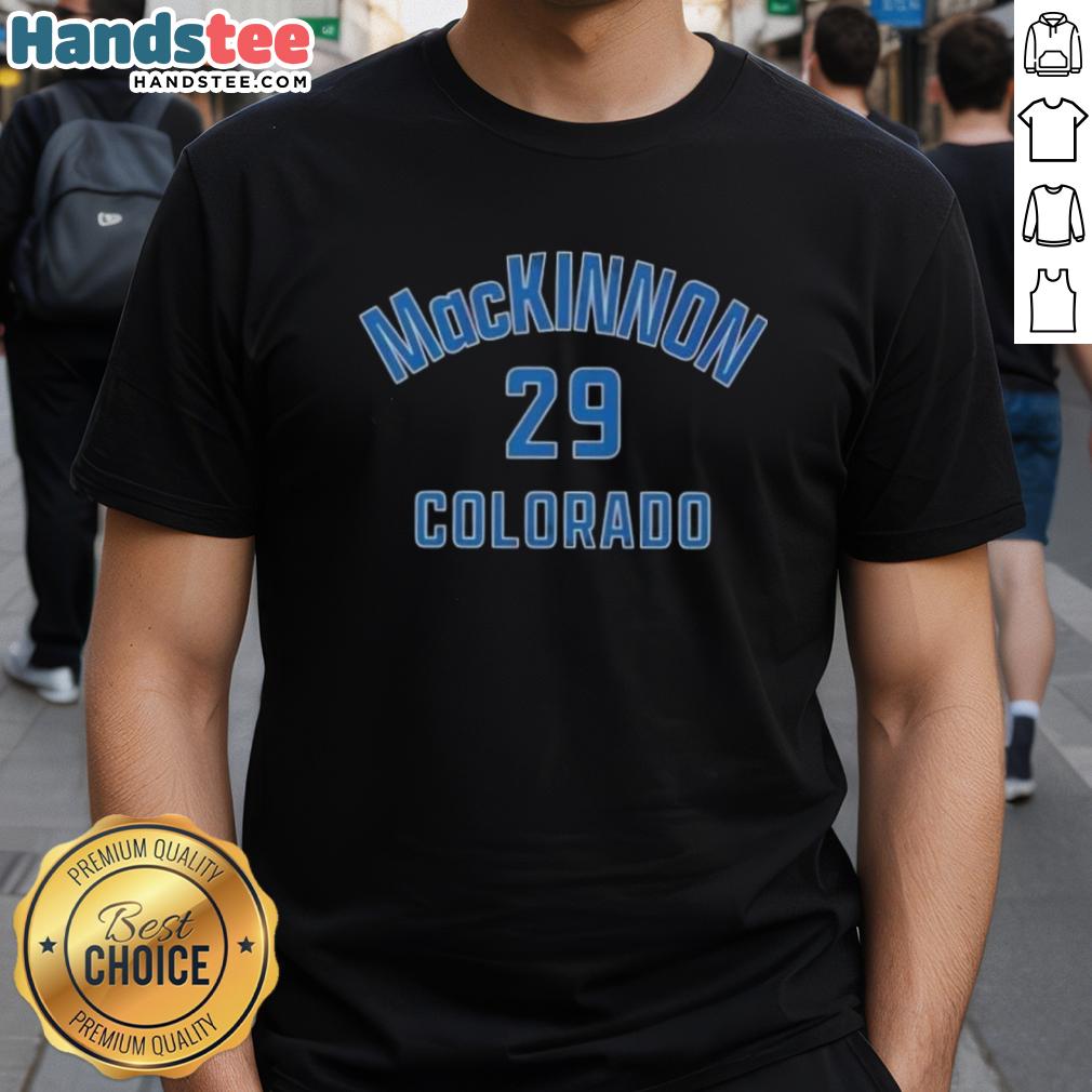 Nice Nathan Mackinnon Colorado Avalanche Name and Number 29 Hockey T-Shirt showcasing team spirit and style.