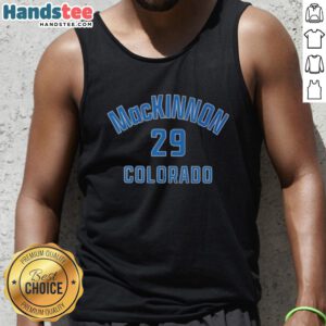 Alt Text: Nice Nathan MacKinnon Colorado Name and Number 29 Hockey Tank Top showcasing team spirit and player pride.