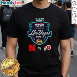 2025 Las Vegas Bowl T-shirt featuring Nebraska Cornhuskers vs Utah Utes at Allegiant Stadium, perfect for fans.