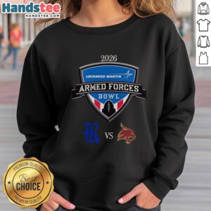 Nice Official Rice Owls vs Texas State Bobcats 2026 Armed Forces Bowl sweatshirt featuring team logos and vibrant design.