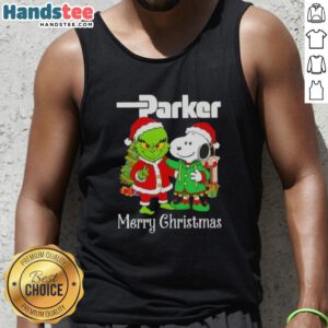 Nice Parker Hannifin X Grinch and Snoopy Merry Christmas tank top featuring festive designs for holiday cheer.