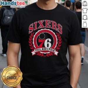 Nice Philadelphia 76ers NBA crest t-shirt featuring the team's logo and vibrant colors, perfect for fans.