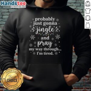 Cozy hoodie with Christmas lights design, perfect for jingle and pray vibes during the holiday season.