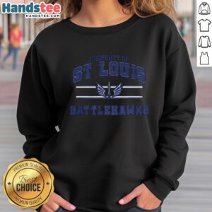 St. Louis Battlehawks UFL logo sweatshirt with stylish stripes, perfect for fans of the team and casual wear.