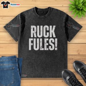 Model wearing a Nice Ruck Fules washed t-shirt in a casual outdoor setting, showcasing its comfortable fit and style.