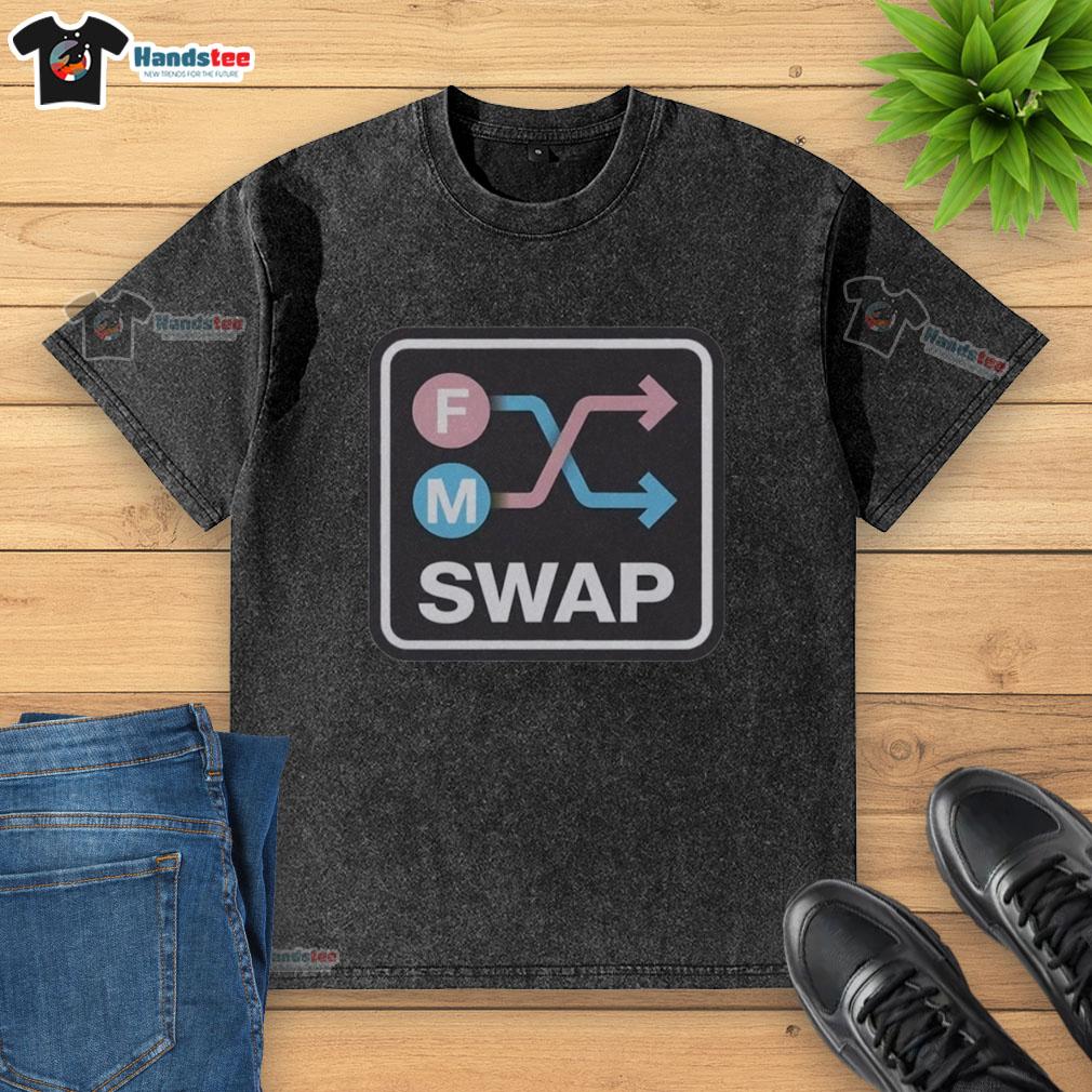 Nice Swap FM logo on a washed t-shirt, showcasing a trendy design for music lovers and fashion enthusiasts.