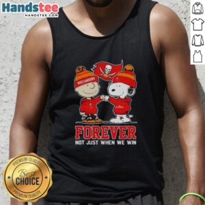 Nice Tampa Bay Buccaneers X Charlie Brown vs Snoopy Forever tank top featuring a fun graphic design for fans.