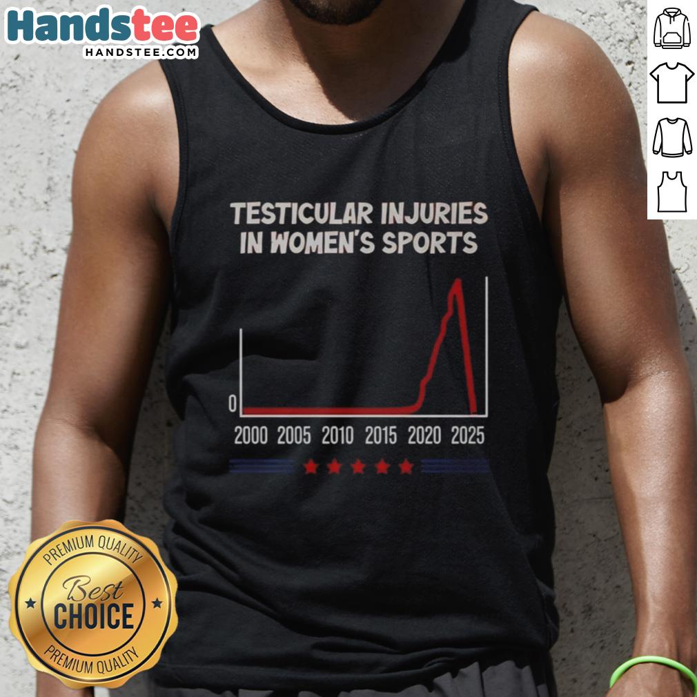 Stylish tank top featuring the title 'Nice Testicular Injuries in Women's Sports 20002025' for sports enthusiasts.