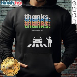 Cozy 'Nice Thanks For Not Hitting Me' hoodie in bold text, perfect for casual wear and expressing gratitude with style.