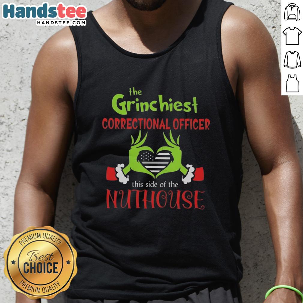 Nice The Grinchiest Correctional Officer tank top showcasing a humorous design, perfect for quirky fashion lovers.