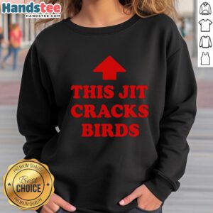 Alt Text: Nice This Jit Cracks Birds Red Arrow Sweatshirt featuring a vibrant design and comfortable fit for casual wear.