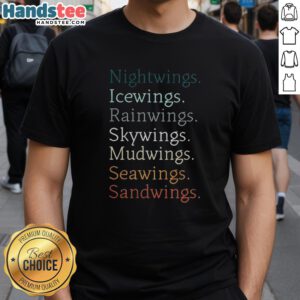 Nice Wings Of Fire Dragons Names Of Dragon Tribes T-Shirt showcasing colorful dragon designs and tribe names in vibrant graphics.