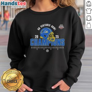 Alt Text: Official Delaware Fighting Blue Hens NCAA Football 2025 Ventures Bowl Champions Sweatshirt in blue and gold.
