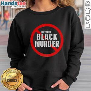 Official Mysonne Linen Boycott Black Murder Sweatshirt featuring bold graphics and a stylish black design.