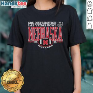 Official Nebraska Huskers Football 2025 Salute to Veterans Bowl Ladies Tee showcasing team spirit and patriotism.