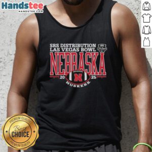 Alt Text: Official Nebraska Huskers Football 2025 IS4S Salute to Veterans Bowl tank top showcasing team spirit and patriotism.