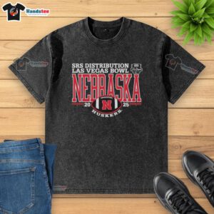 Official Nebraska Huskers Football 2025 IS4S Salute to Veterans Bowl washed t-shirt in red, featuring team logo.