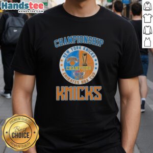 Official New York Knicks Championship Emirates NBA Cup 2025 T-Shirt featuring team colors and logo for fans.