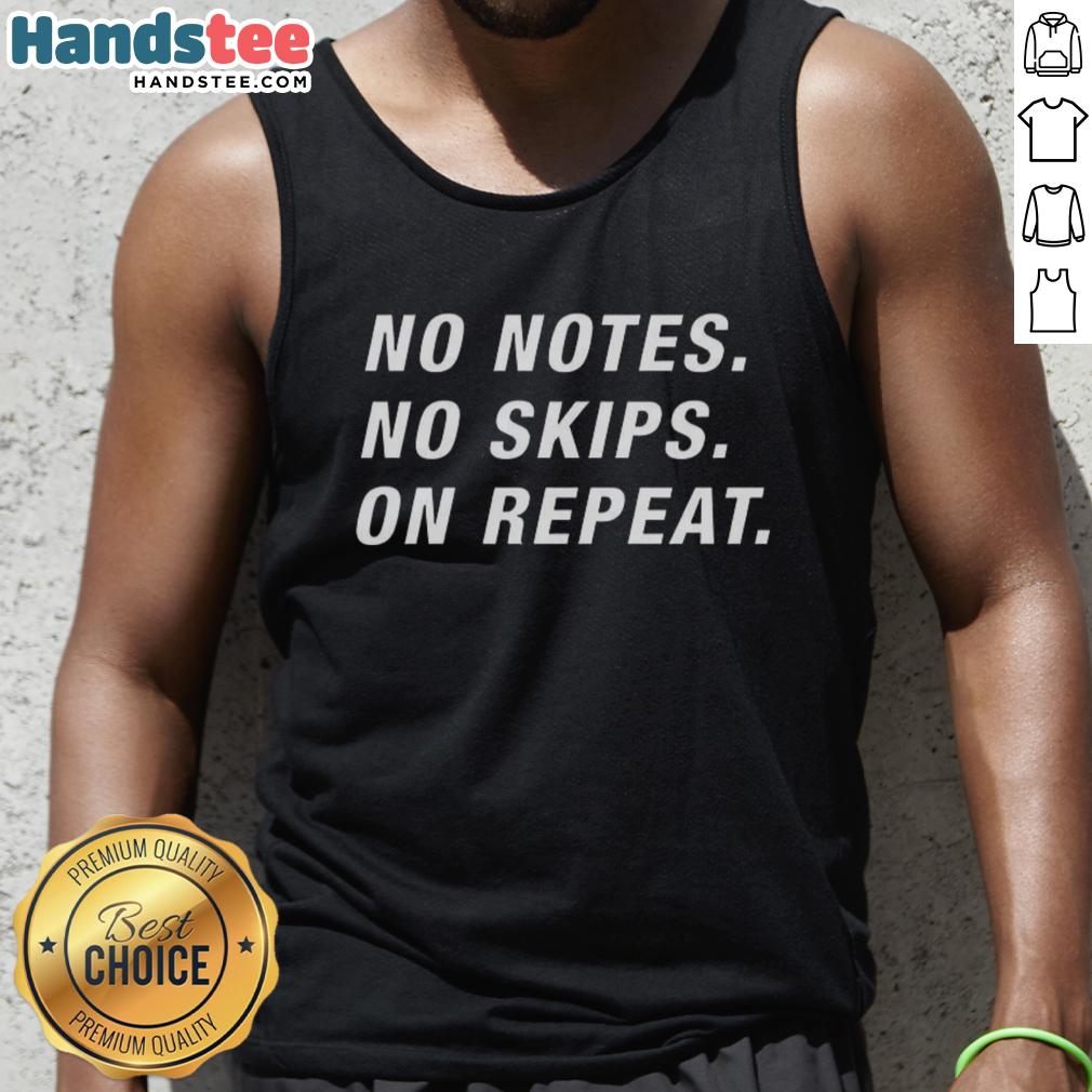 Chicago Bears tank top featuring 'Official No Notes No Skips On Repeat' design, perfect for fans and casual wear.