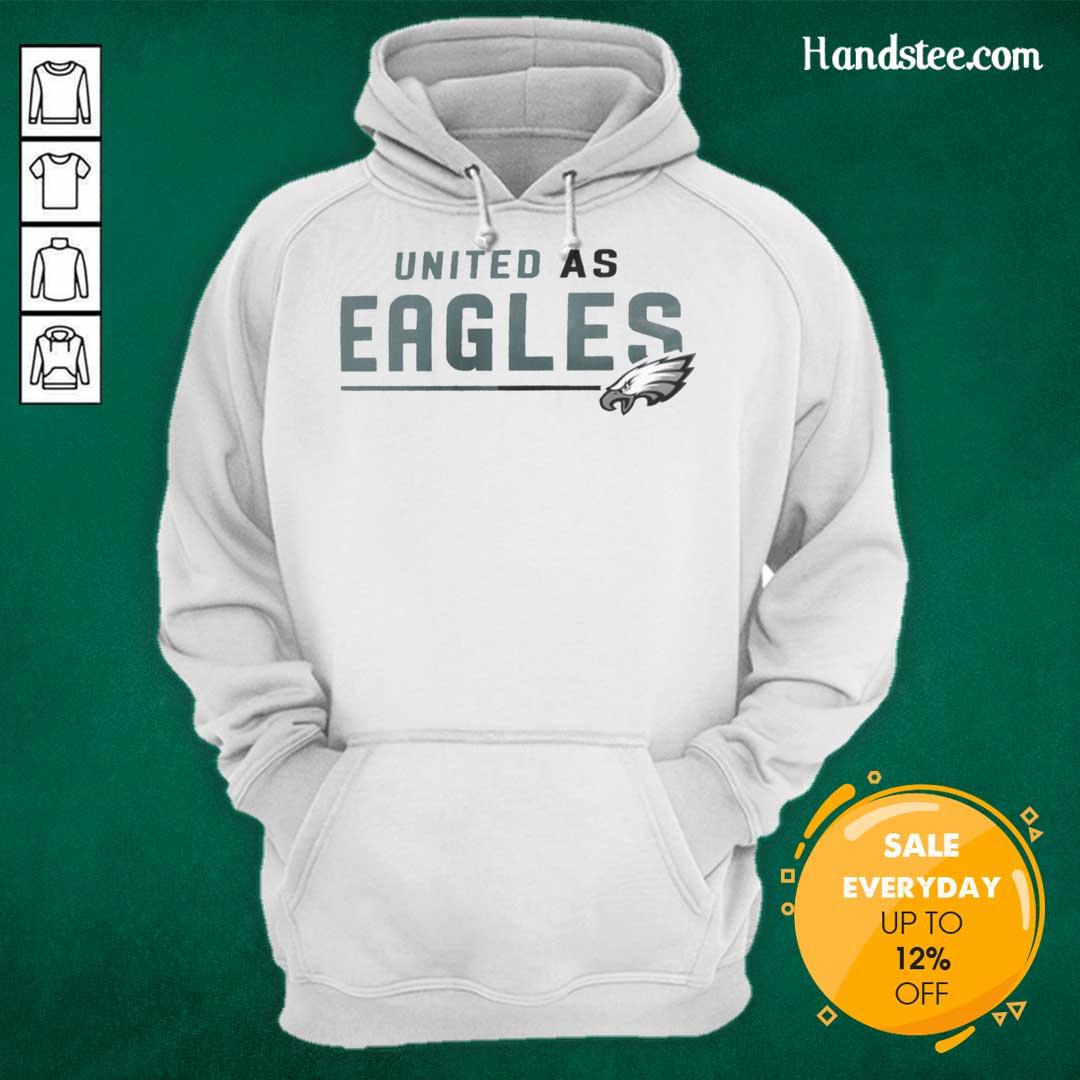 Official Philadelphia Eagles 'United As Eagles' hoodie featuring team colors and logo, perfect for fans and game day.