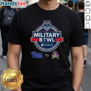 Alt Text: Official Pittsburgh Panthers vs. East Carolina Pirates 2025 Military Bowl T-Shirt featuring team logos and event details.