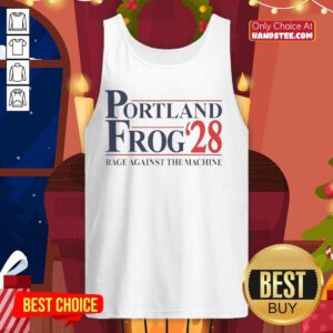 Official Portland Frog 2028 Rage Against The Machine tank top featuring vibrant graphics and unique design for fans.