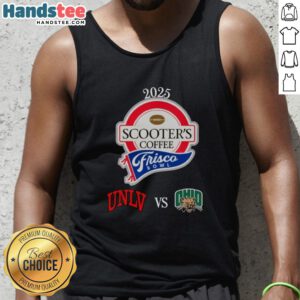 Official Scooters Coffee Frisco Bowl tank top featuring UNLV vs Ohio Bobcats logo in vibrant colors.