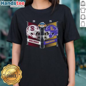 Alt Text: Official South Carolina State Bulldogs vs Prairie View AM Panthers 2025 cricket celebration helmet ladies tee design