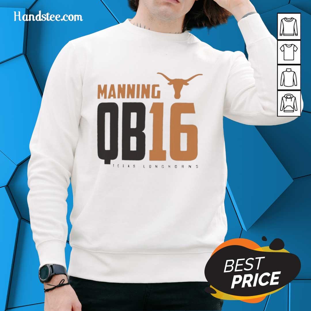 Official Texas Longhorns Manning QB 16 sweatshirt featuring bold team colors and logo, perfect for fans and athletes.
