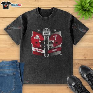 Official Troy Trojans vs Jacksonville State Gamecocks 2025 Salute to Veterans Bowl helmet washed t-shirt design.