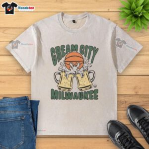 Original Cream City Milwaukee Washed T-Shirt showcasing a stylish design perfect for casual wear in Milwaukee.
