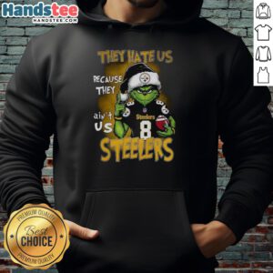 Premium Grinch Santa Hat hoodie for Pittsburgh Steelers fans, perfect for Christmas cheer and NFL spirit.