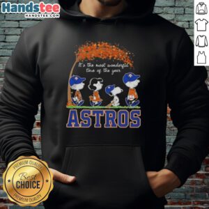 Premium Houston Astros X Peanuts Snoopy hoodie for autumn, celebrating it's the most wonderful time of the year.