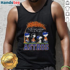Premium Houston Astros X Peanuts Snoopy tank top for autumn, featuring vibrant designs and a festive theme.
