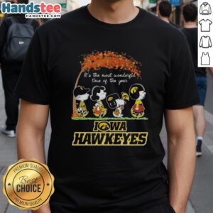 Premium Iowa Hawkeyes X Peanuts Snoopy and Friends autumn t-shirt, celebrating the most wonderful time of the year.
