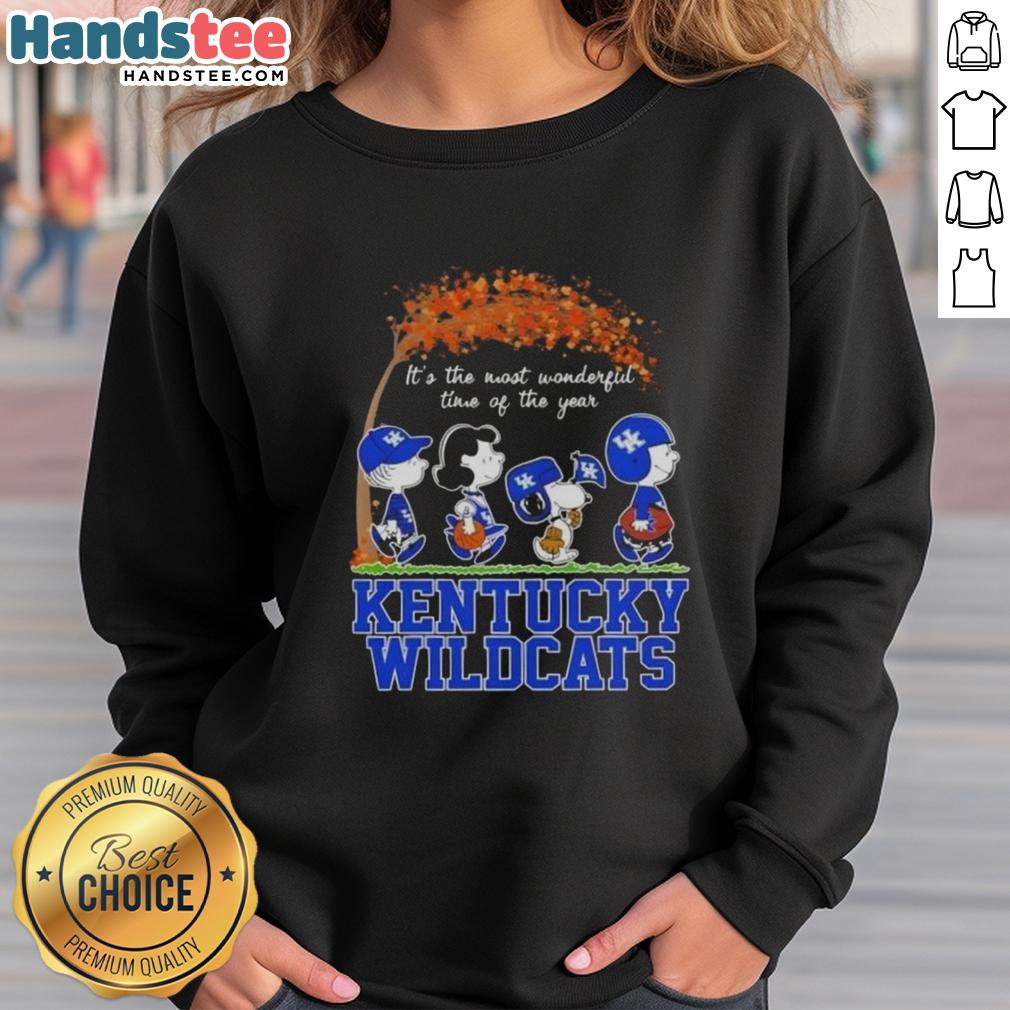 Premium Kentucky Wildcats X Peanuts Snoopy and Friends autumn sweatshirt featuring vibrant graphics for cozy fall wear.