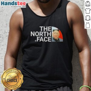 Alt Text: Premium Kim Jong Un The North Face tank top featuring a bold design, perfect for fans of unique fashion statements.