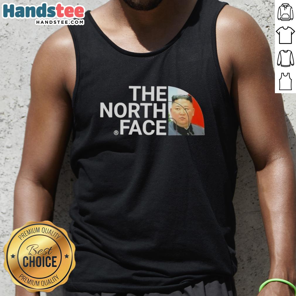 Alt Text: Premium Kim Jong Un The North Face tank top featuring a bold design, perfect for fans of unique fashion statements.