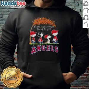 Premium Los Angeles Angels X Peanuts Snoopy hoodie featuring autumn design, perfect for celebrating the season.