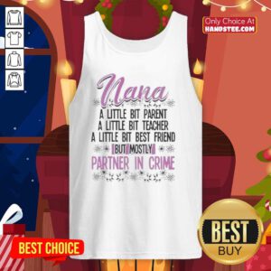 Premium Nana tank top featuring 'Partner in Crime' design, perfect for parent-teacher best friends and family gatherings.