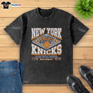 Premium New York Knicks Heater Washed T-Shirt featuring vibrant team colors and logo, perfect for fans and casual wear.